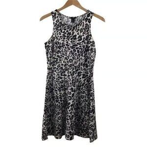 H&M fit and flair leopard print dress size M